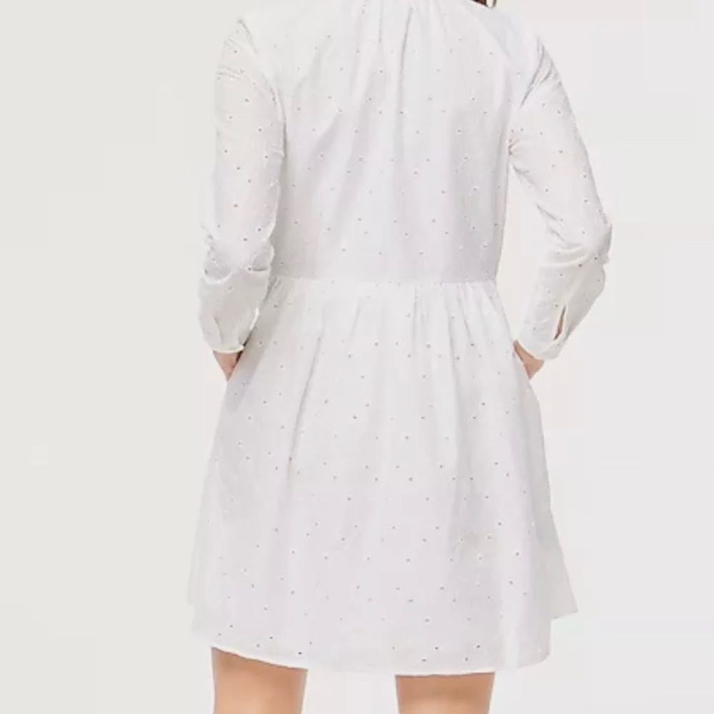 J. Crew Eyelet Mini Shirtdress in White Size 4 New - Picture 2 of 7